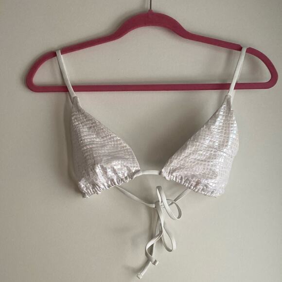 L*SPACE Brittany Bikini Top Gloss Gator (Textured Holographic print) s m l xl - Picture 2 of 13